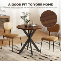 HOMCOM 29" Dining Table, Contemporary Round Kitchen Table with Steel Legs, Walnut(m-4)