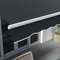 Outsunny 10' x 6.5' Manual Retractable Awning with LED Lights, Aluminum Frame Sun Canopies for Patio Door Window, Dark Grey(m-10)