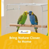 PawHut Bird Stand with Wheels Parrot Play Stand with Round Tray Stainless Steel Feed Bowls Indoor Outdoor Dark Gray(m-9)