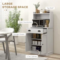 HOMCOM Microwave Cabinet, Kitchen Storage Cabinet with Drawer and Adjustable Shelf, White(m-4)