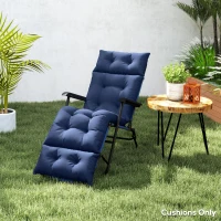 Outsunny Patio Lounge Chair Cushion, Tufted Thick Outdoor Chaise Lounge Cushion with Ties, 74.8" x 22" x 4", Navy Blue(m-10)