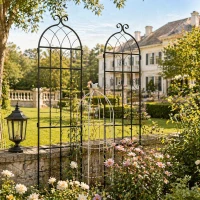 4 Pack Metal Garden Trellis with Galvanized Tube, Easy Assembly, Rustproof Climbing Plant Support, 80" L x 87" H, Black(m-8)