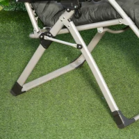 Outsunny Reclining Zero Gravity Chair with Adjustable Backrest, Folding Garden Sun Lounger, Outdoor Recliner with Removable Cushion and Headrest, Dark Grey(m-12)