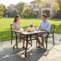 Outsunny 36" x 36" x 28" Square Patio Dining Table with Umbrella Hole, Easy to Clean Top & Rustproof Steel Frame, for Garden Pool(m-1)