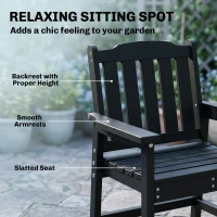 Outsunny All-Weather Patio Chair, HDPE Patio Dining Chair, Heavy Duty Wood-Like Outdoor Furniture for Garden, Backyard, Deck, Porch, Lawn, Black(m-4)