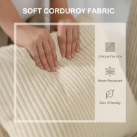 HOMCOM Corduroy Couch, 3 Seater Sofa, Modern Upholstered Couch with Curved Armrests and 8 Removable Pillows, Beige(m-6)