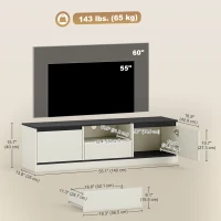 HOMCOM TV Stand for 55-60 Inch TV,  Entertainment Center w/ Cabinets, Shelf, Drawer and Cable Management for Living Room, White(m-3)