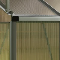 Outsunny 6' x 4' Aluminum Lean-to Greenhouse Polycarbonate Walk-in Greenhouse with Rain Gutter and Sliding Door, Dark Grey(m-12)