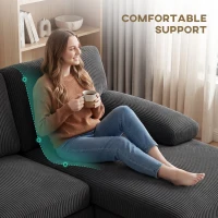 HOMCOM Sectional Sofa, U Shaped Couch with Double Chaise, Pillow-top Armrests and Spring Cushions, 2200lb Capacity, Dark Grey(m-5)