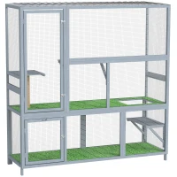 PawHut Catio Outdoor Cat Enclosure, 77" H Wooden Cat House with Weatherproof Roof, Platforms and Scratching Post(m-11)