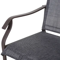 Outsunny 3 Piece Patio Glider Set Outdoor Gliders with Breathable Mesh Seat, Glass Top Table for Garden, Yard, Grey(m-12)