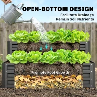 Outsunny 2 Tier Raised Garden Bed, 47" x 40" x 23" Galvanized Steel Planter Box for Vegetables, Flowers, and Herbs, Dark Grey(m-6)