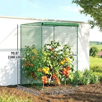 Outsunny 4' x 4' Walk-in Greenhouse, Garden Planting Warm House With Roll-Up Zipper Door for Seedlings Herbs Flowers, Dark Green(m-3)