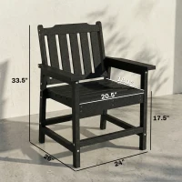 Outsunny All-Weather Patio Chair, HDPE Patio Dining Chair, Heavy Duty Wood-Like Outdoor Furniture for Garden, Backyard, Deck, Porch, Lawn, Black(m-3)