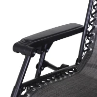 Outsunny Outdoor Zero Gravity Reclining Lounger Chair with Canopy Shade, Side Tray, Cupholder, Dark Grey(m-11)