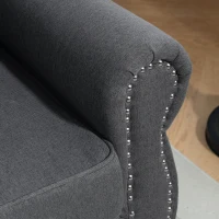 HOMCOM Stylish Midback Double Sofa with Sponge Padding, 2 Seater Sofa Couch, with Rubber Wood Leg, Dark Grey(m-10)