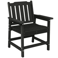 Outsunny All-Weather Patio Chair, HDPE Patio Dining Chair, Heavy Duty Wood-Like Outdoor Furniture for Garden, Backyard, Deck, Porch, Lawn, Black(m-1)