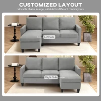 HOMCOM L-Shape Sofa, Modern Sectional Couch with Ottoman, Corner Sofa for Living Room, Light Grey(m-5)