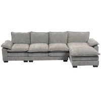 HOMCOM Sofa Couch with Chaise Lounge, Chenille L-shaped Couch with Double-layer Seat Cushion for Living Room, Grey(m-11)