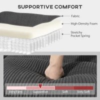 HOMCOM Modular Sectional Sofa, Oversized U-Shaped Couch with Spring Cushion, Corduroy Sofa for Living Room, Charcoal Grey(m-5)