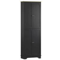 HOMCOM 72" Tall Pantry Cabinet, Kitchen Pantry Cabinet with Adjustable Shelves, Storage Cabinet with 4 Doors, Black(m-2)