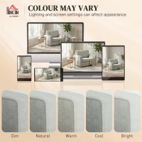 HOMCOM Accent Chair, Velvet-feel Fabric Armchair with Wide Seat, Spring Cushion, Solid Wood legs, Grey(m-6)