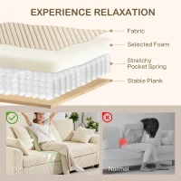 HOMCOM Corduroy Couch, 3 Seater Sofa, Modern Upholstered Couch with Curved Armrests and 8 Removable Pillows, Beige(m-4)