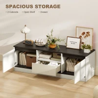 HOMCOM TV Stand for 43-55 Inch TV,  Entertainment Center w/ Cabinets, Shelf, Drawer and Cable Management for Living Room, White(m-4)