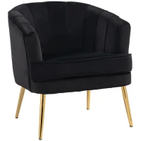 HOMCOM Fabric Armchair, Modern Accent Chair with Gold Metal Legs for Living Room, Bedroom, Home Office, Black(m-11)