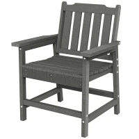 Outsunny All-Weather Patio Chair, HDPE Patio Dining Chair, Heavy Duty Wood-Like Outdoor Furniture for Garden, Backyard, Deck, Porch, Lawn, Gray(m-11)
