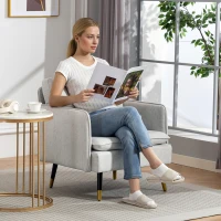 HOMCOM Accent Chairs Set of 2, Upholstered Armchairs with Tufted Back Cushion and Steel Legs for Living Room, Bedroom(m-8)