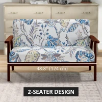 HOMCOM Compact Loveseat Sofa Couch Linen Fabric Double Seat Sofa with Rubber Wood Legs Multicolour(m-7)