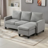 HOMCOM L-Shape Sofa, Modern Sectional Couch with Ottoman, Corner Sofa for Living Room, Light Grey(m-6)