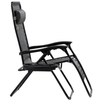 Outsunny Zero Gravity Chair Set of 2 Patio Chair with Side Table Cupholders and Pillows for Pool, Backyard, Lawn, Beach, Grey(m-12)