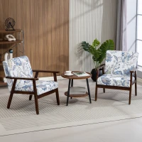 HOMCOM 2 PCS Modern Accent Chairs with Cushioned Seat, Upholstered Linen-Feel Armchair for Bedroom, Living Room, Multicolored(m-9)