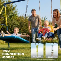 Qaba Kids Swing Set, Heavy Duty Metal 2 Seat Swing Stand Set with Ground Stakes, Supports 150 kg, Indoor Outdoor, Blue(m-6)