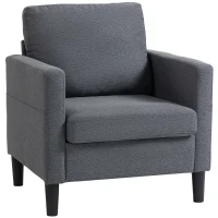 HOMCOM Accent Chair Upholstered Modern Armchair for Living Room with Thick Padded Seat and Armrests Dark Grey(m-11)