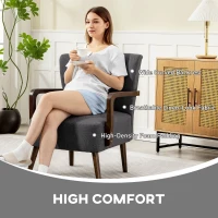 HOMCOM Accent Chair with Wooden Legs, Linen Fabric Armchair with Thick Padding, Comfy Chair for Living Room, Dark Grey(m-4)
