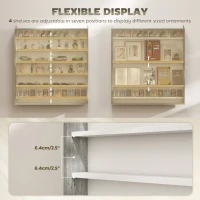 HOMCOM 7-Tier Display Cabinet, Shot Glass Display Case, Glass Curio Cabinet with 2 Glass Doors and 6 Adjustable Shelves, Grey(m-4)