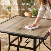 Outsunny 36" x 36" x 28" Square Patio Dining Table with Umbrella Hole, Easy to Clean Top & Rustproof Steel Frame, for Garden Pool(m-4)