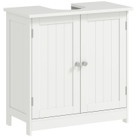 HOMCOM Under Sink Bathroom Cabinet, Pedestal Sink Storage Cabinet with 2 Doors, Shelf and U-Shape, White