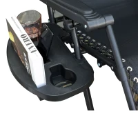 Outsunny Outdoor Zero Gravity Reclining Lounger Chair with Canopy Shade, Side Tray, Cupholder, Black(m-13)