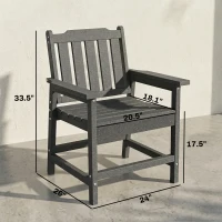 Outsunny All-Weather Patio Chair, HDPE Patio Dining Chair, Heavy Duty Wood-Like Outdoor Furniture for Garden, Backyard, Deck, Porch, Lawn, Gray(m-3)