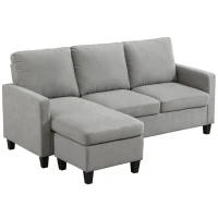 HOMCOM L-Shape Sofa, Modern Sectional Couch with Ottoman, Corner Sofa for Living Room, Light Grey(m-11)
