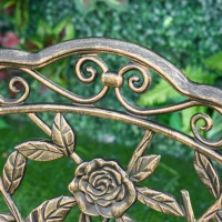 Outsunny 40" Outdoor Garden Bench, Cast Aluminum Antique Rose Style Patio Garden Park Loveseat Bench for Backyard, Porch, Balcony, Lawn, Bronze(m-12)