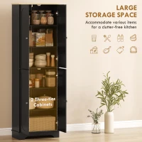 HOMCOM 72" Tall Pantry Cabinet, Kitchen Pantry Cabinet with Adjustable Shelves, Storage Cabinet with 4 Doors, Black(m-4)