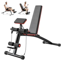 Soozier Foldable Press Bench Adjustable Dumbbell, Weight Training Bench Exercises Gym Chair, Black & Red(m-2)