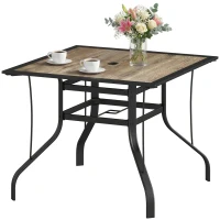 Outsunny 36" x 36" x 28" Square Patio Dining Table with Umbrella Hole, Easy to Clean Top & Rustproof Steel Frame, for Garden Pool(m-2)