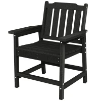 Outsunny All-Weather Patio Chair, HDPE Patio Dining Chair, Heavy Duty Wood-Like Outdoor Furniture for Garden, Backyard, Deck, Porch, Lawn, Black(m-11)