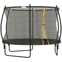 Soozier 8ft Outdoor Trampoline with Net Enclosure, Curved Poles and Safety Pad, ASTM Approved, Black(m-11)